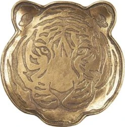 Clayre & Eef Decoratief Dienblad Tijger 14x14 Cm Goudkleurig Polyresin Serveerschaal