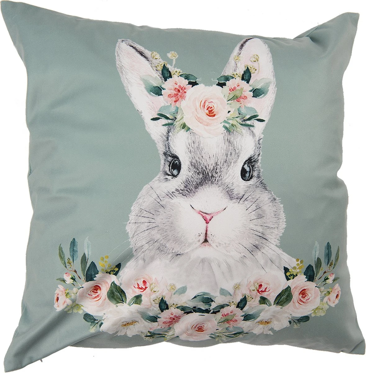 Clayre & Eef Kussenhoes 45x45 Cm Groen Wit Polyester Vierkant Konijn Sierkussenhoes Kussen 7 Clayre & Eef Kussenhoes 45x45 Cm Groen Wit Polyester Vierkant Konijn Sierkussenhoes Kussen - Afbeelding 5