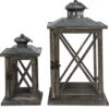 Clayre & Eef Lantaarns Set Van 2 Grijs Hout Glas Vierkant Kaarsenhouder Sfeerverlichting -Clayre & Eef 1180x1200 1