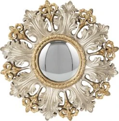 Clayre & Eef Spiegel Ø 20 Cm Goudkleurig Kunststof Bolle Spiegel Wand Spiegel Muur Spiegel