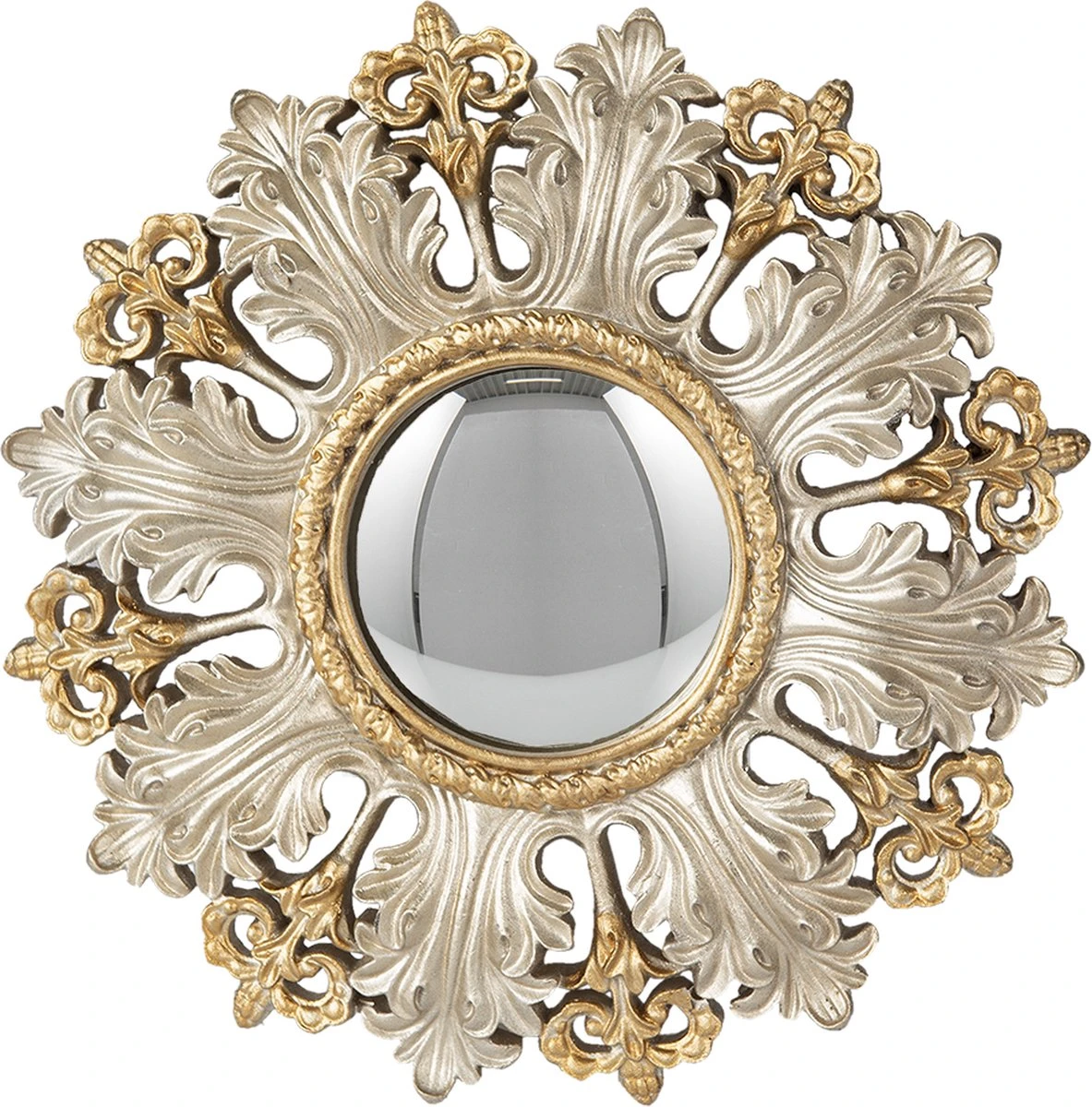 Clayre & Eef Spiegel Ø 20 Cm Goudkleurig Kunststof Bolle Spiegel Wand Spiegel Muur Spiegel 3 Clayre & Eef Spiegel Ø 20 Cm Goudkleurig Kunststof Bolle Spiegel Wand Spiegel Muur Spiegel