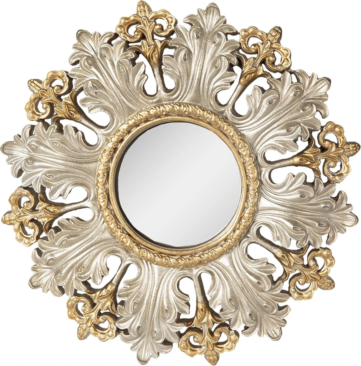 Clayre & Eef Spiegel Ø 20 Cm Goudkleurig Kunststof Bolle Spiegel Wand Spiegel Muur Spiegel 8 Clayre & Eef Spiegel Ø 20 Cm Goudkleurig Kunststof Bolle Spiegel Wand Spiegel Muur Spiegel - Afbeelding 6