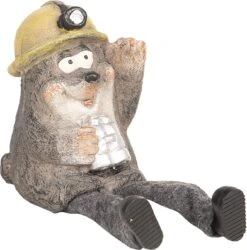 Clayre & Eef Beeld Mol 7x7x10 Cm Grijs Kunststof Woonaccessoires Beeld Decoratie Decoratieve Accessoires