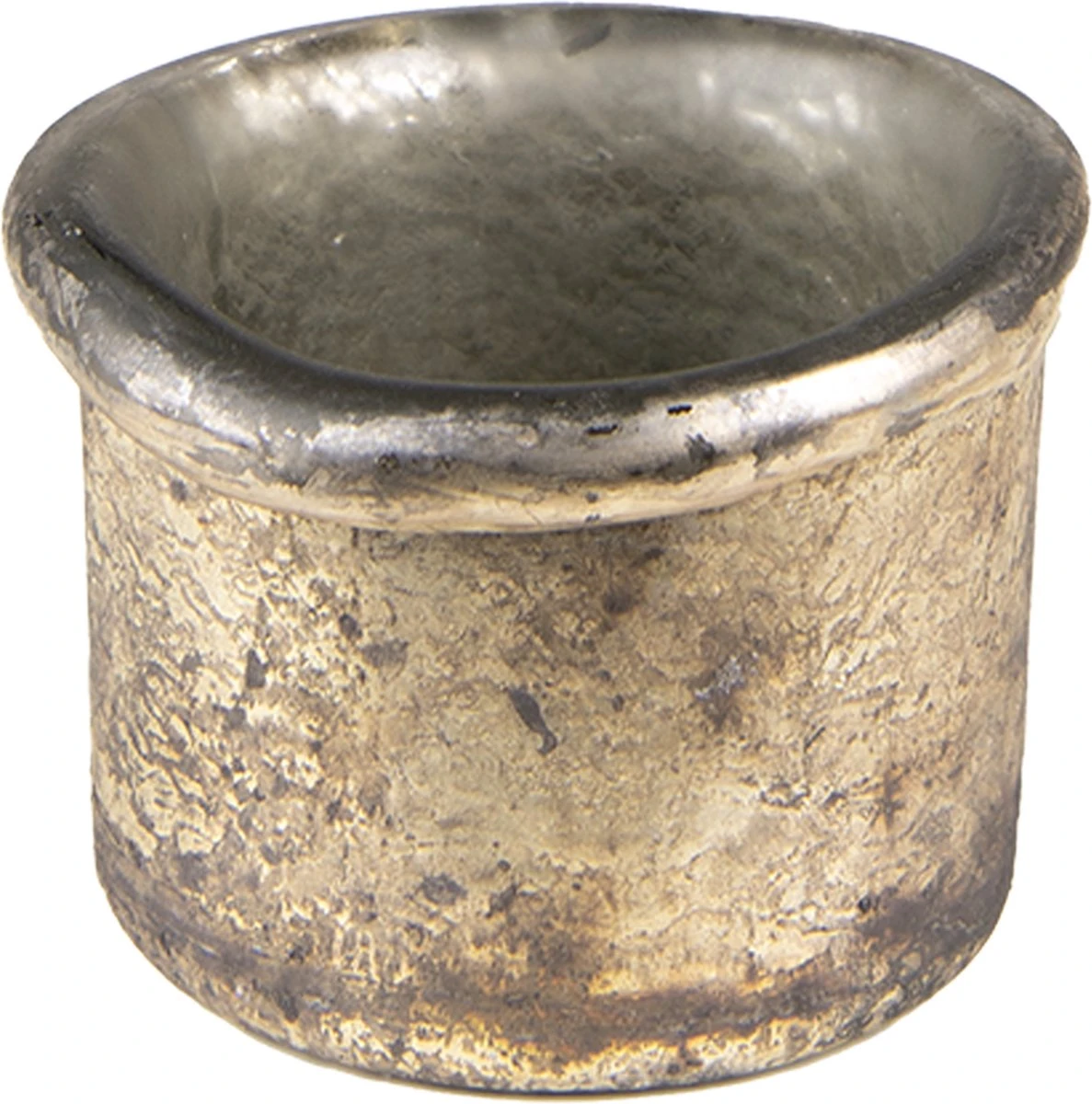 Clayre & Eef Theelichthouder Ø 8*7 Cm Goudkleurig Glas Waxinelichthouder Windlichthouder 3 Clayre & Eef Theelichthouder Ø 8*7 Cm Goudkleurig Glas Waxinelichthouder Windlichthouder