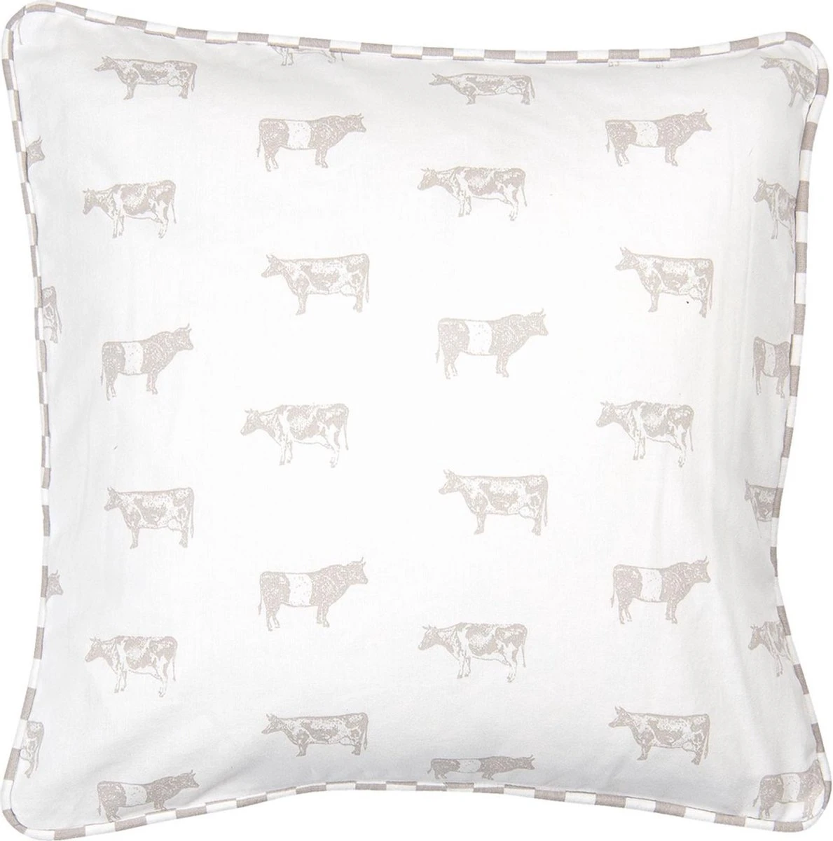 Clayre & Eef Kussenhoes 40x40 Cm Beige Katoen Vierkant Koeien Sierkussenhoes Kussen Hoes 3 Clayre & Eef Kussenhoes 40x40 Cm Beige Katoen Vierkant Koeien Sierkussenhoes Kussen Hoes