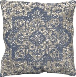 Clayre & Eef Kussenhoes 50x50 Cm Blauw Beige Katoen Vierkant Sierkussenhoes Kussen Hoes -Clayre & Eef 1190x1200