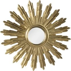 Clayre & Eef Spiegel Ø 37 Cm Goudkleurig Kunststof Rond Bolle Spiegel Wand Spiegel Muur Spiegel