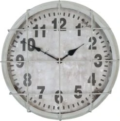 Clayre & Eef Wandklok 6KL0404 Ø 36*9 Cm / 1xAA - Grijs Ijzer Muurklok Hangklok Keukenklok