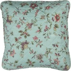 Clayre & Eef Kussenhoes 40x40 Cm Turquoise Polyester Vierkant Bloemen Sierkussenhoes Kussen Hoes