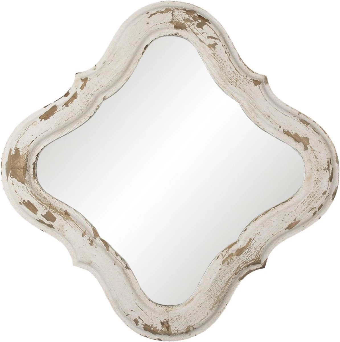 Clayre & Eef Spiegel 59x59 Cm Wit Hout Ovaal Grote Spiegel Wand Spiegel Muur Spiegel 5 Clayre & Eef Spiegel 59x59 Cm Wit Hout Ovaal Grote Spiegel Wand Spiegel Muur Spiegel - Afbeelding 3