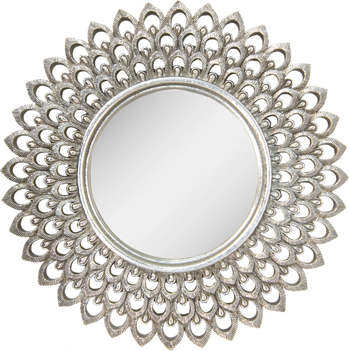 Clayre & Eef Spiegel Ø 27 Cm Zilverkleurig Kunststof Rond Grote Spiegel Wand Spiegel Muur Spiegel 3 Clayre & Eef Spiegel Ø 27 Cm Zilverkleurig Kunststof Rond Grote Spiegel Wand Spiegel Muur Spiegel