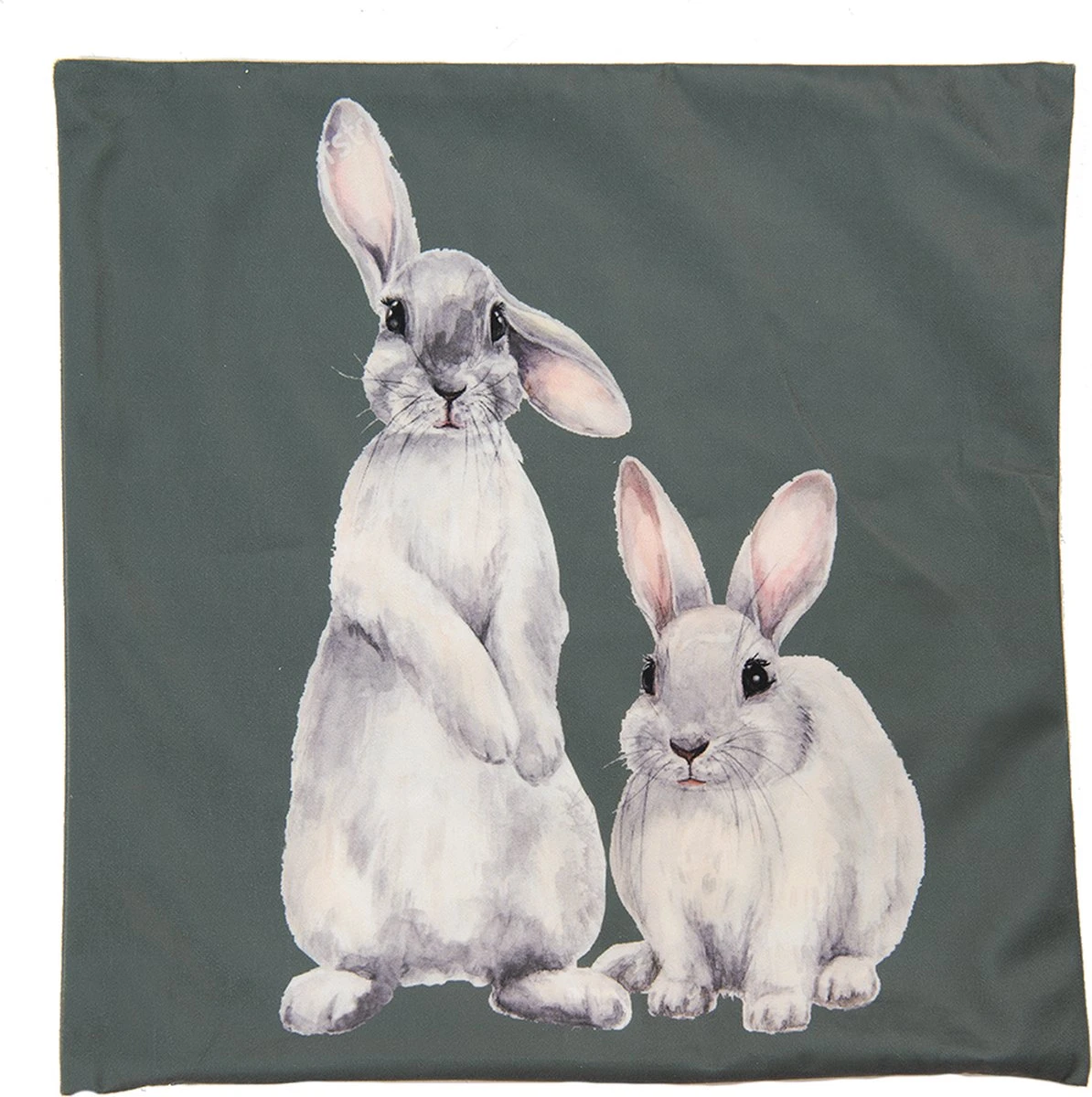 Clayre & Eef Kussenhoes 45x45 Cm Groen Wit Polyester Vierkant Konijnen Sierkussenhoes Kussen 4 Clayre & Eef Kussenhoes 45x45 Cm Groen Wit Polyester Vierkant Konijnen Sierkussenhoes Kussen - Afbeelding 2