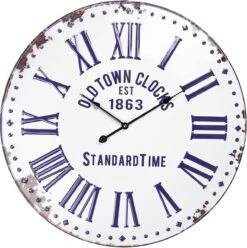 Clayre & Eef Wandklok Ø 57*4 Cm / 1*AA Zwart Metaal Rond Muurklok Hangklok Keukenklok