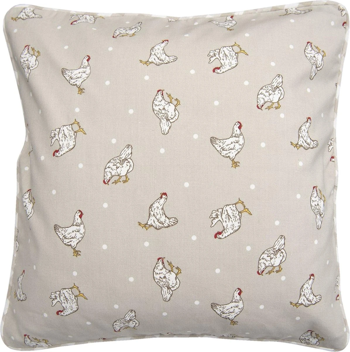 Clayre & Eef Kussenhoes 40x40 Cm Beige Katoen Vierkant Kippen Sierkussenhoes Kussen Hoes 3 Clayre & Eef Kussenhoes 40x40 Cm Beige Katoen Vierkant Kippen Sierkussenhoes Kussen Hoes