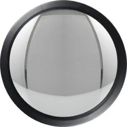 Clayre & Eef Spiegel Ø 39 Cm Zwart Hout Rond Bolle Spiegel Wand Spiegel Muur Spiegel