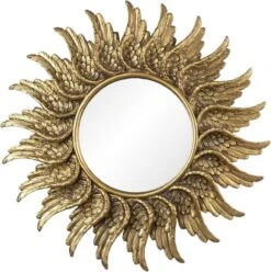 Clayre & Eef Spiegel Ø 47 Cm Goudkleurig Kunststof Rond Vleugels Grote Spiegel Wand Spiegel Muur Spiegel -Clayre & Eef 1197x1200 26