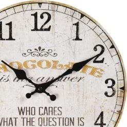 Clayre & Eef Wandklok Ø 30 Cm Beige Geel MDF Rond Chocolate Muurklok Hangklok Keukenklok -Clayre & Eef 1198x1200 15