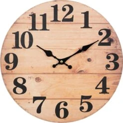 Clayre & Eef Wandklok Ø 34 Cm Bruin Zwart MDF Muurklok Hangklok