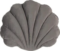 Clayre & Eef Sierkussen Schelp 38x48 Cm Grijs Polyester Kussenhoes Met Kussenvulling