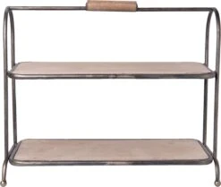 Clayre & Eef Etagère 2 Laags 57x26x48 Cm Bruin Hout Ijzer Rechthoek Serveerschaal