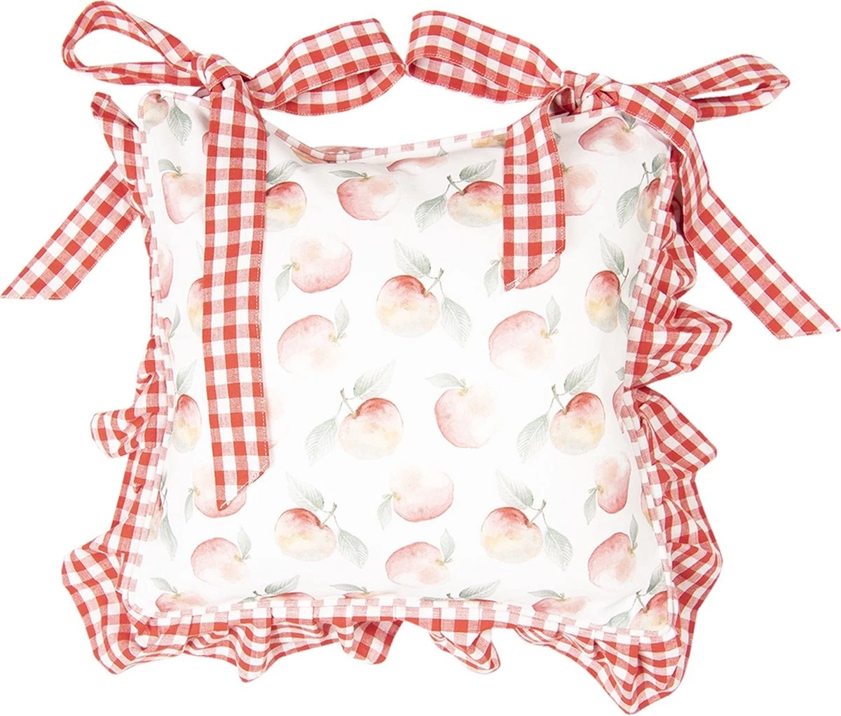 Clayre & Eef Kussenhoes Stoelkussen 40x40 Cm Wit Rood Katoen Vierkant Appels Sierkussen Kussensloop Kussenbeschermer 3 Clayre & Eef Kussenhoes Stoelkussen 40x40 Cm Wit Rood Katoen Vierkant Appels Sierkussen Kussensloop Kussenbeschermer