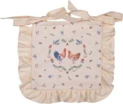 Clayre & Eef Kussenhoes Stoelkussen 40x40 Cm Beige Blauw Katoen Vierkant Kip En Haan Sierkussen Kussensloop Kussenbeschermer -Clayre & Eef 1200x1022