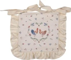 Clayre & Eef Kussenhoes Stoelkussen 40x40 Cm Beige Blauw Katoen Vierkant Kip En Haan Sierkussen Kussensloop Kussenbeschermer -Clayre & Eef 1200x1023