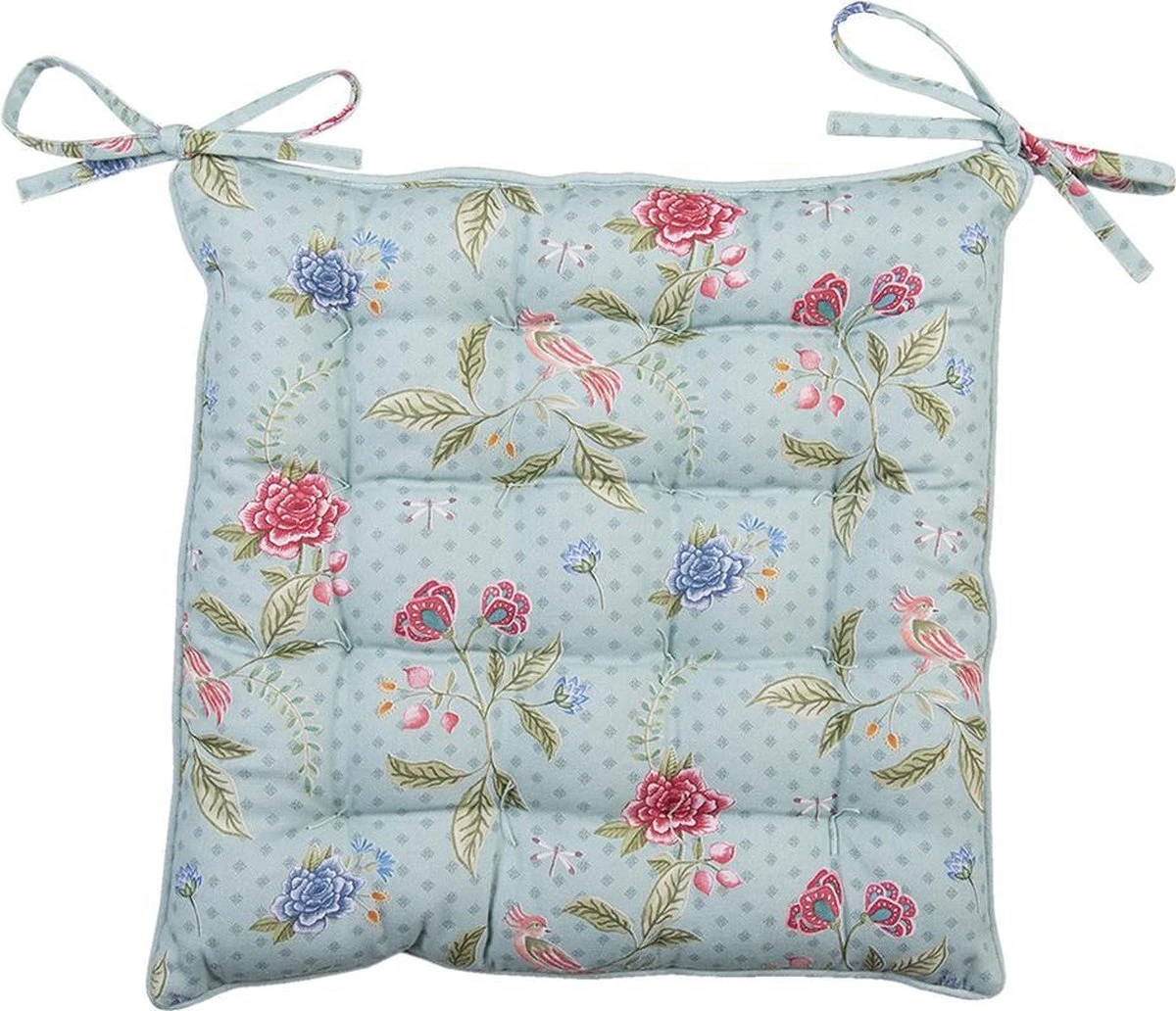 Clayre & Eef Kussenhoes Stoelkussen 40x40 Cm Blauw Groen Katoen Vierkant Bloemen Sierkussen Kussensloop Kussenbeschermer 4 Clayre & Eef Kussenhoes Stoelkussen 40x40 Cm Blauw Groen Katoen Vierkant Bloemen Sierkussen Kussensloop Kussenbeschermer - Afbeelding 2