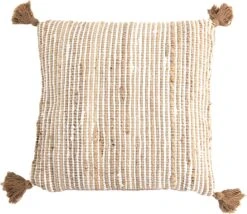 Clayre & Eef Sierkussen 45x45 Cm Beige Bruin Katoen Vierkant Kussenhoes Met Kussenvulling