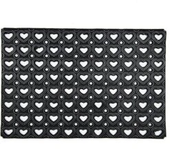 Clayre & Eef Deurmat 60x40 Cm Zwart Rubber Rechthoek Harten Mat Schoonloopmat Doormat