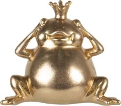 Clayre & Eef Beeld Set Van 3 Kikker 14x8x12 Cm Goudkleurig Kunststof Decoratie Figuur Decoratieve Accessoires Woonaccessoires -Clayre & Eef 1200x1050 1
