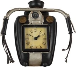 Clayre & Eef Tafelklok Motor 21x12x19 Cm Zwart Ijzer Tafelklokken Binnen Staand Klokje Tafelklokje