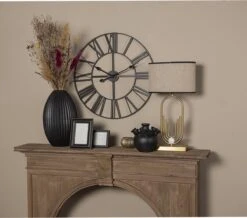 Clayre & Eef Wandklok Ø 60 Cm Zwart Metaal Rond Muurklok Hangklok Keukenklok -Clayre & Eef 1200x1060 3