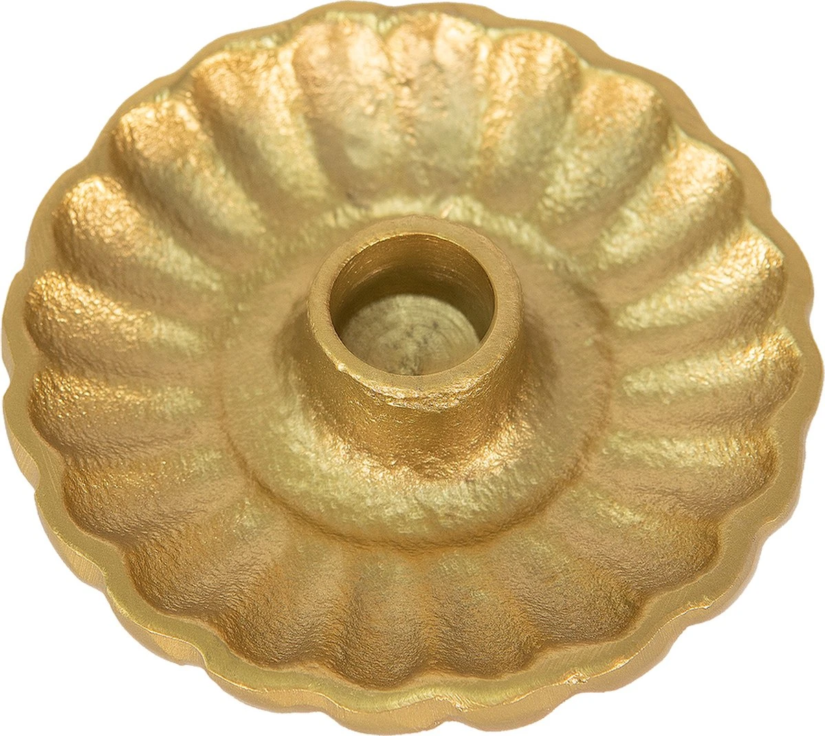 Clayre & Eef Kandelaar Ø 11x3 Cm Goudkleurig Aluminium Rond Kaarsenstandaard Kaarsenhouder