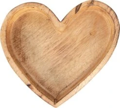 Clayre & Eef Decoratie Schaal Hart 20x18x3 Cm Bruin Hout Serveerschaal Presenteerschaal Dienblad