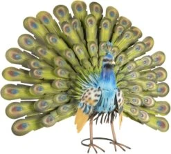 Clayre & Eef Beeld Pauw 58x19x30 Cm Groen Ijzer Woonaccessoires Beeld Decoratie Decoratieve Accessoires -Clayre & Eef 1200x1082