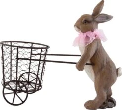 Clayre & Eef Beeld Konijn 31x14x26 Cm Bruin Kunststof Woonaccessoires Beeld Decoratie Paashaas