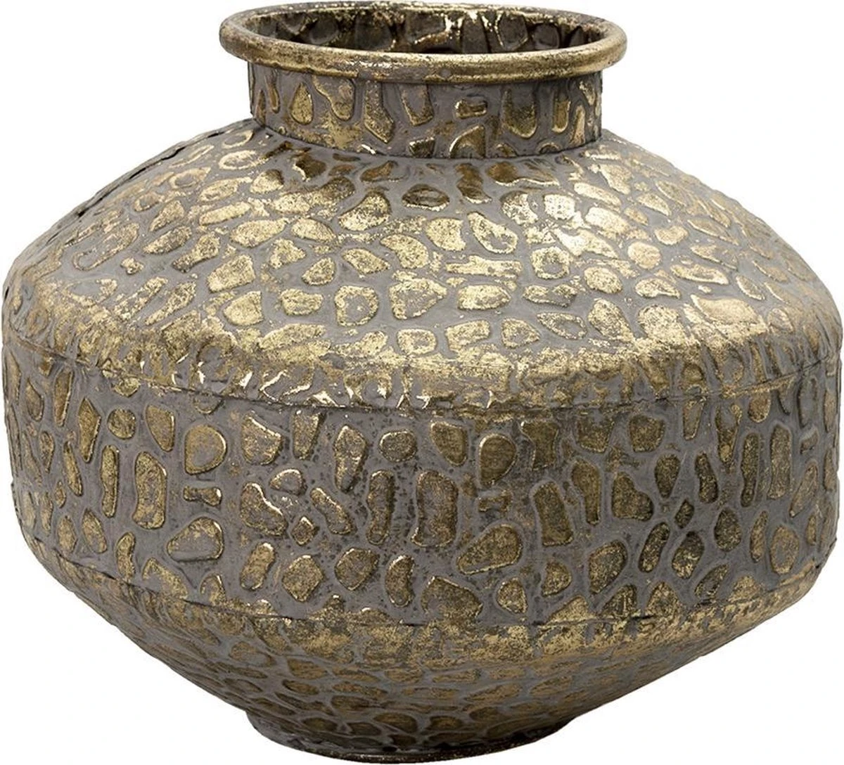 Clayre & Eef Vaas Ø 27x21 Cm Goudkleurig Metaal Rond Decoratie Vaas Decoratie Pot 3 Clayre & Eef Vaas Ø 27x21 Cm Goudkleurig Metaal Rond Decoratie Vaas Decoratie Pot