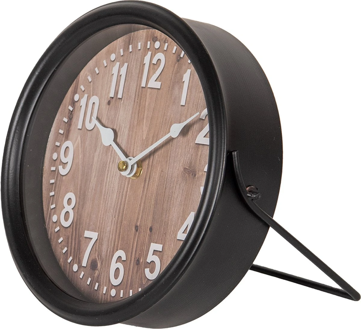 Clayre & Eef Tafelklok 20x6x20 Cm Zwart Bruin Ijzer Tafelklokken Binnen Staand Klokje Tafelklokje 4 Clayre & Eef Tafelklok 20x6x20 Cm Zwart Bruin Ijzer Tafelklokken Binnen Staand Klokje Tafelklokje - Afbeelding 2