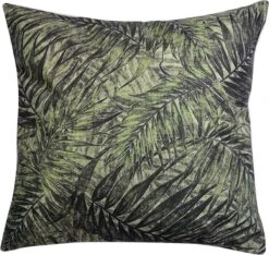 Clayre & Eef Sierkussen 43x43 Cm Groen Synthetisch Vierkant Bladeren Kussenhoes Met Kussenvulling