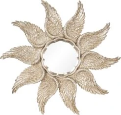 Clayre & Eef Wandspiegel Ø 45*3 Cm Goudkleurig Kunststof, Glas Rond Vleugels Grote Spiegel Muur Spiegel Wand Spiegel -Clayre & Eef 1200x1140 3