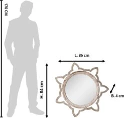 Clayre & Eef Spiegel 86x84 Cm Beige Hout Grote Spiegel Wand Spiegel Muur Spiegel -Clayre & Eef 1200x1142 1