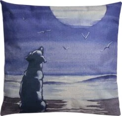 Clayre & Eef Sierkussen 43x43 Cm Blauw Grijs Synthetisch Vierkant Hond Kussenhoes Met Kussenvulling