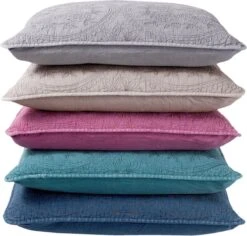 Clayre & Eef Kussenhoes Stonewashed 50x50 Cm Turquoise Katoen Vierkant Bloemen Sierkussenhoes Kussen Hoes -Clayre & Eef 1200x1145 2