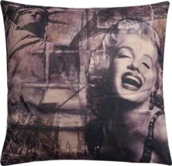 Clayre & Eef Sierkussen 43x43 Cm Zwart Wit Synthetisch Vierkant Vrouw Kussenhoes Met Kussenvulling