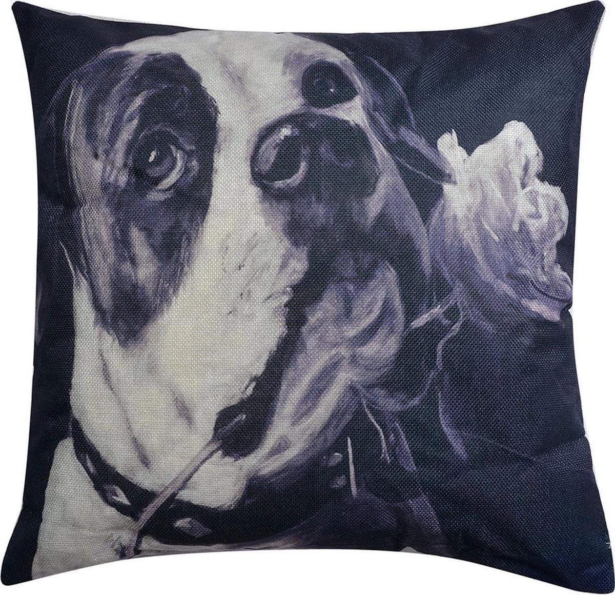 Clayre & Eef Sierkussen 43x43 Cm Zwart Wit Synthetisch Vierkant Hond Kussenhoes Met Kussenvulling 3 Clayre & Eef Sierkussen 43x43 Cm Zwart Wit Synthetisch Vierkant Hond Kussenhoes Met Kussenvulling