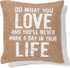 Kussenhoes Sierkussen Hoes - Jute - Linnen - Do What You Love ... - 40 X 40 Cm