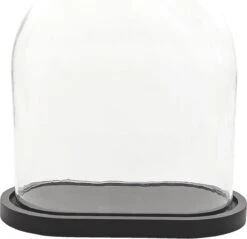 Clayre & Eef Stolp 33x19x35 Cm Zwart Hout Glas Ovaal Glazen Stolp