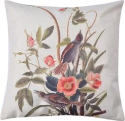 Clayre & Eef Kussenhoes 43x43 Cm Wit Groen Polyester Vierkant Vogel Sierkussenhoes Kussen Hoes