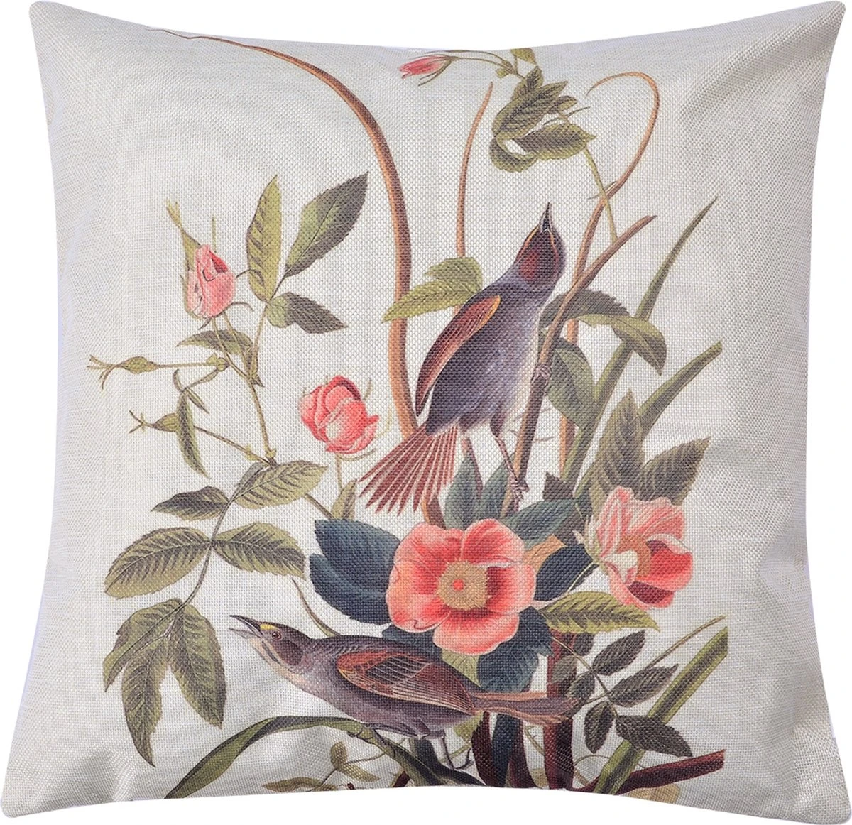 Clayre & Eef Kussenhoes 43x43 Cm Wit Groen Polyester Vierkant Vogel Sierkussenhoes Kussen Hoes 3 Clayre & Eef Kussenhoes 43x43 Cm Wit Groen Polyester Vierkant Vogel Sierkussenhoes Kussen Hoes